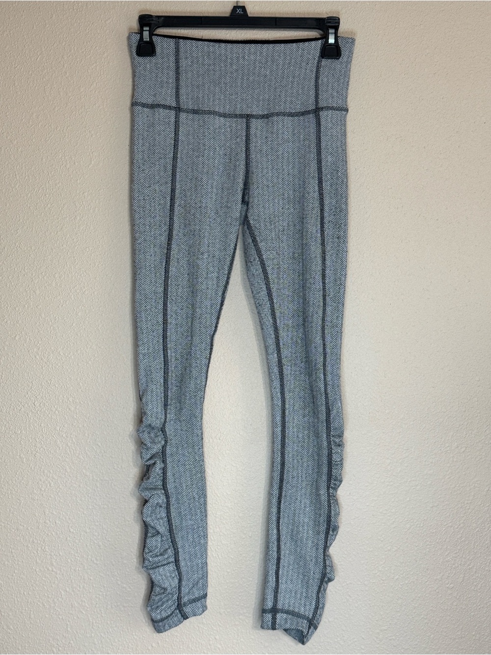 lululemon athletica Gray Ribbed Leggings with Side Ruffle Detail